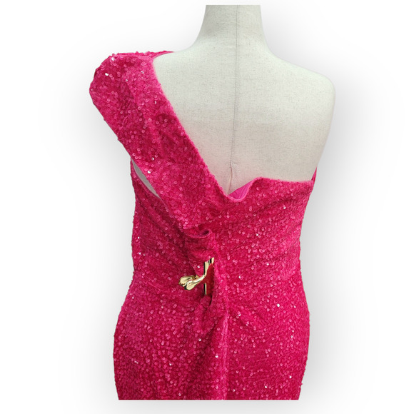 Hot Pink Evening Gown Size 24 - Picture 3 of 11